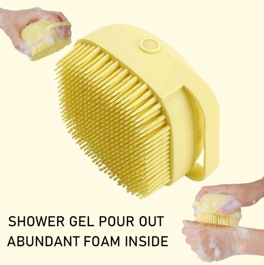 Silicone Pet Shampoo Brush – Gentle Bath &amp; Grooming Scrubber - Yellow