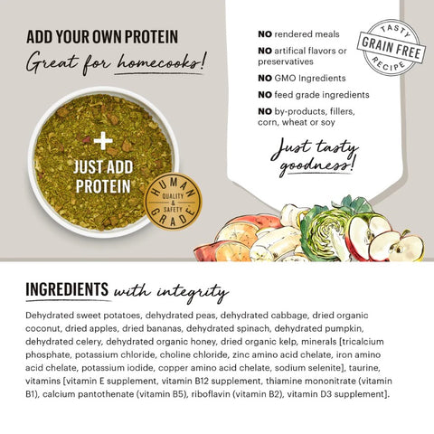 The Honest Kitchen Grain-Free Fruit & Veggie Base Mix – Human-Grade Dog Food