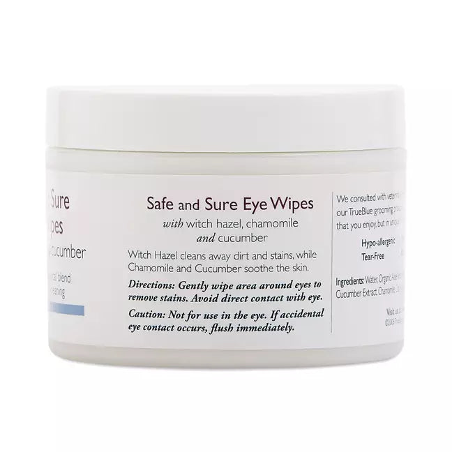 TrueBlue Safe & Sure Eye Wipes – Gentle Tear Stain Remover for Dogs & Cats
