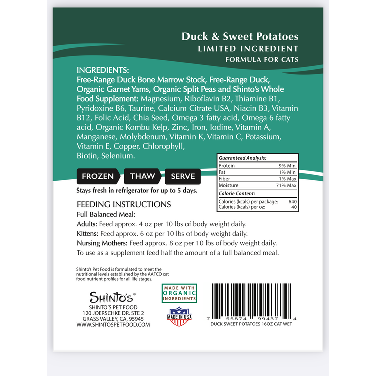 Shinto’s Duck & Sweet Potato Fresh Cat Food product image