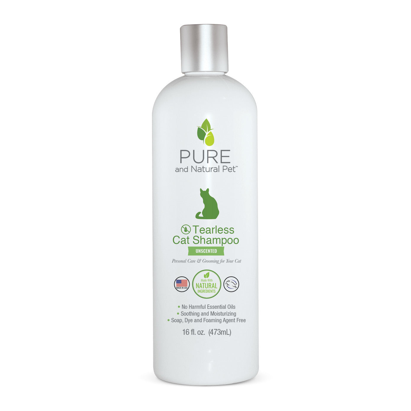 Pure and Natural Pet Tearless Cat Shampoo – Unscented, 16 fl. oz.