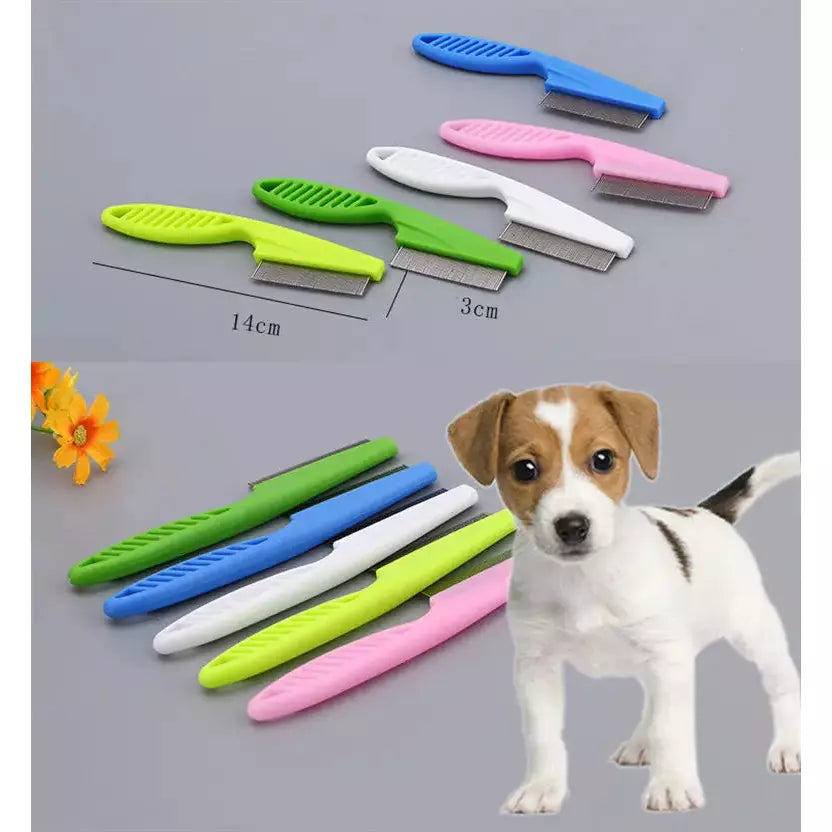Pet Flea & Tick Comb – Fine Tooth Grooming Brush for Dogs & Cats