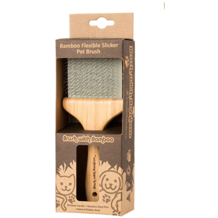 Bamboo Flexible Slicker Pet Brush – Eco-Friendly Grooming for Dogs & Cats
