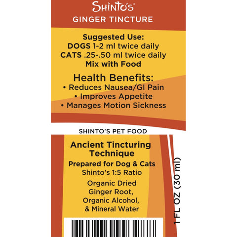 Shinto’s Ginger Tincture for dogs and cats