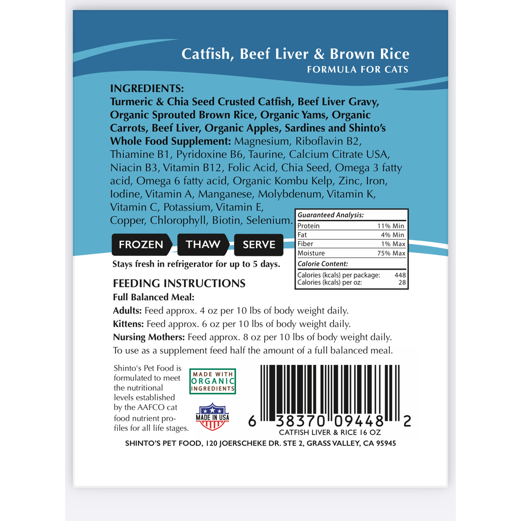 Shinto’s Catfish, Beef Liver & Brown Rice Fresh Cat Food product image
